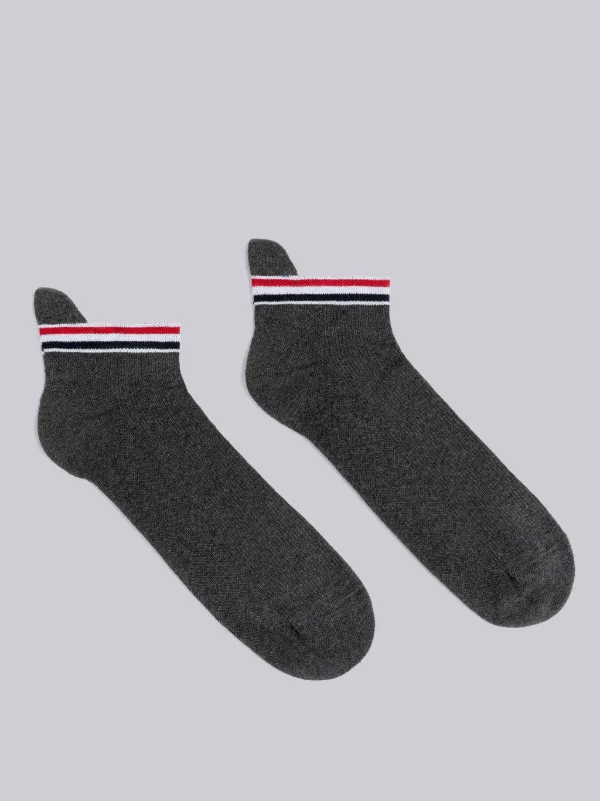 COTTON STRIPE ATHLETIC PADDED NO SHOW SOCKS