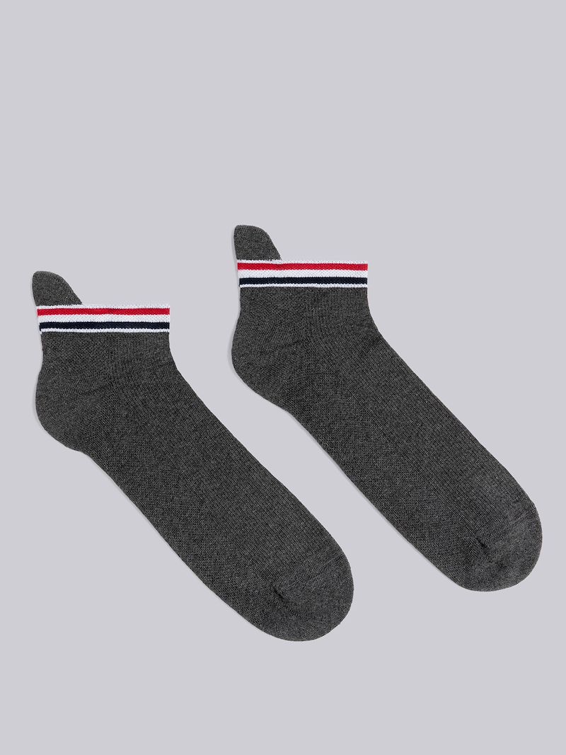 COTTON STRIPE ATHLETIC PADDED NO SHOW SOCKS