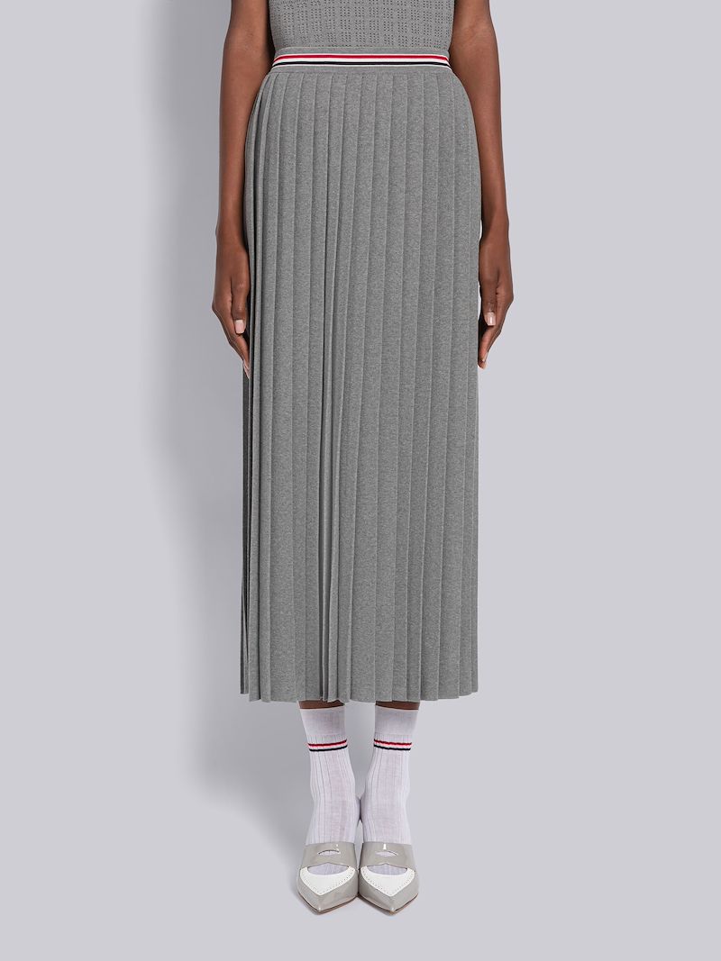 Cotton Stripe Pleated Skirt