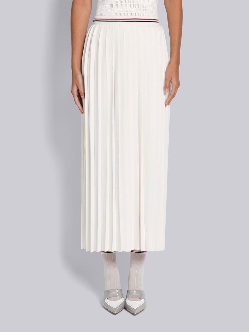 Cotton Stripe Pleated Skirt