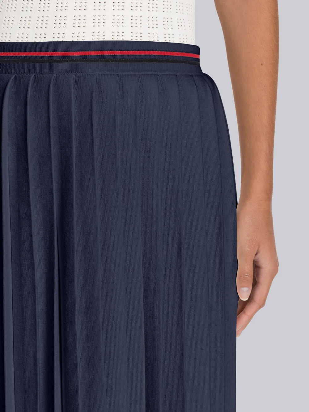 Cotton navy pleated skirt online