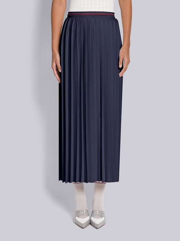 Cotton Stripe Pleated Skirt
