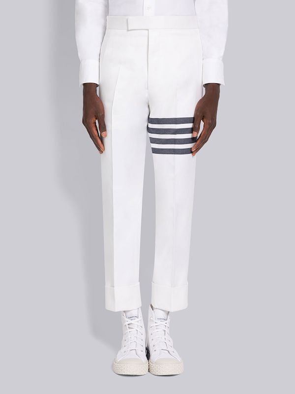 COTTON SUITING 4-BAR BACKSTRAP TROUSER