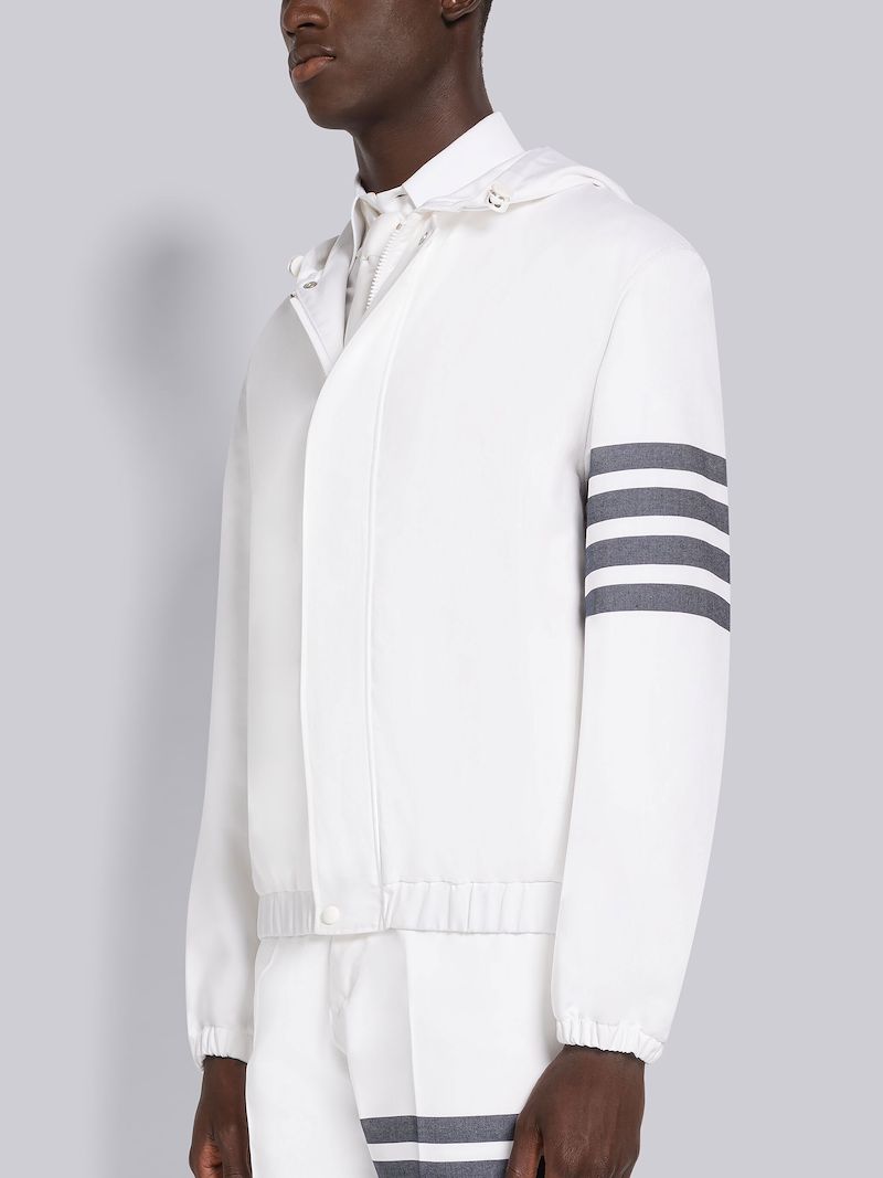 COTTON SUITING 4-BAR RELAXED ZIP FRONT HOODIE JACKET
