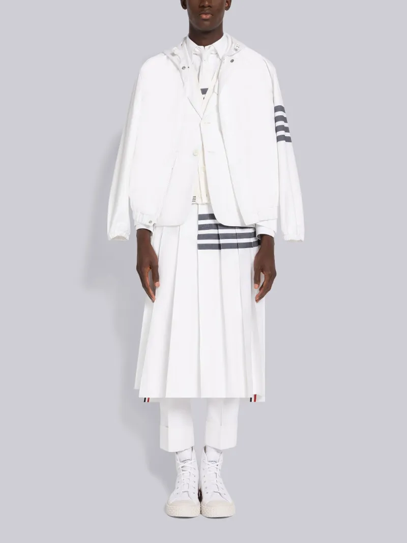 COTTON SUITING 4-BAR RELAXED ZIP FRONT HOODIE JACKET