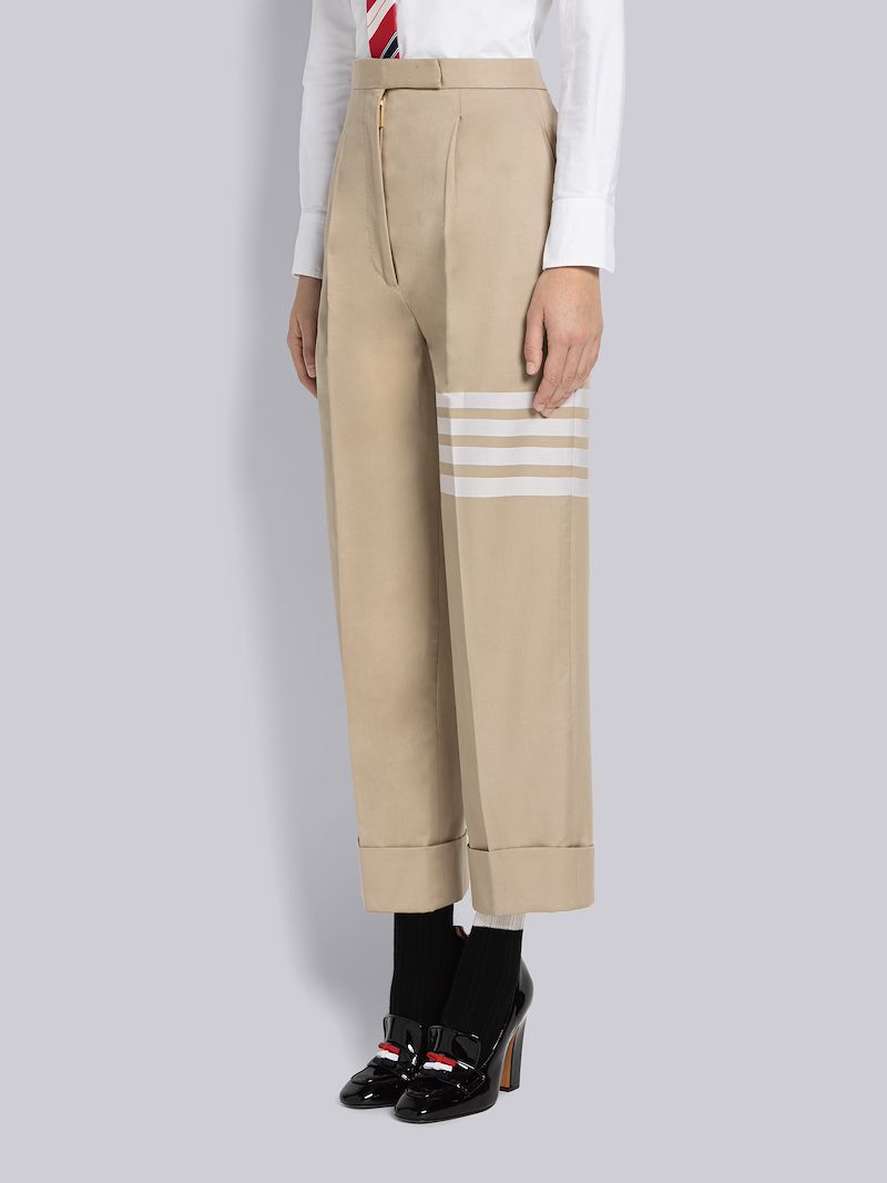 Cotton Twill Single Pleat 4-Bar Trouser