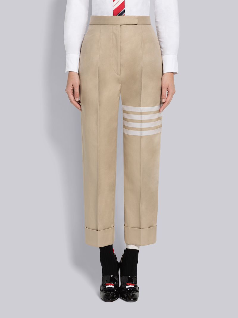 Cotton Twill Single Pleat 4-Bar Trouser