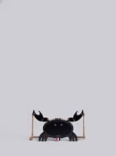 Crab Bag With Chain Shoulder Strap In Black Calf Leather