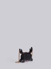 Crab Bag With Chain Shoulder Strap In Black Calf Leather
