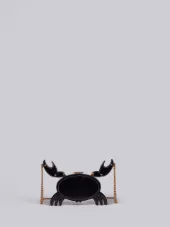 Crab Bag With Chain Shoulder Strap In Black Calf Leather