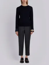 Crewneck Pull Over In Fine Merino Wool With Trompe L’oeil Jewelry Applique