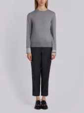 Crewneck Pull Over In Fine Merino Wool With Trompe L’oeil Jewelry Applique