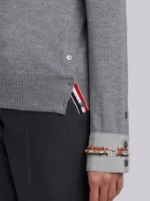 Crewneck Pull Over In Fine Merino Wool With Trompe L’oeil Jewelry Applique