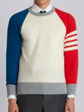 Crewneck Pullover With 4-Bar Stripe In Funmix Cashmere