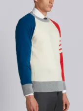 Crewneck Pullover With 4-Bar Stripe In Funmix Cashmere
