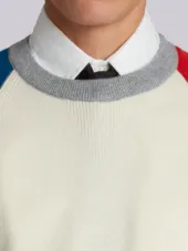 Crewneck Pullover With 4-Bar Stripe In Funmix Cashmere