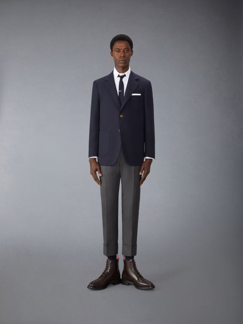 Crispy Wool Unstructured Sack Sport Coat | Thom Browne