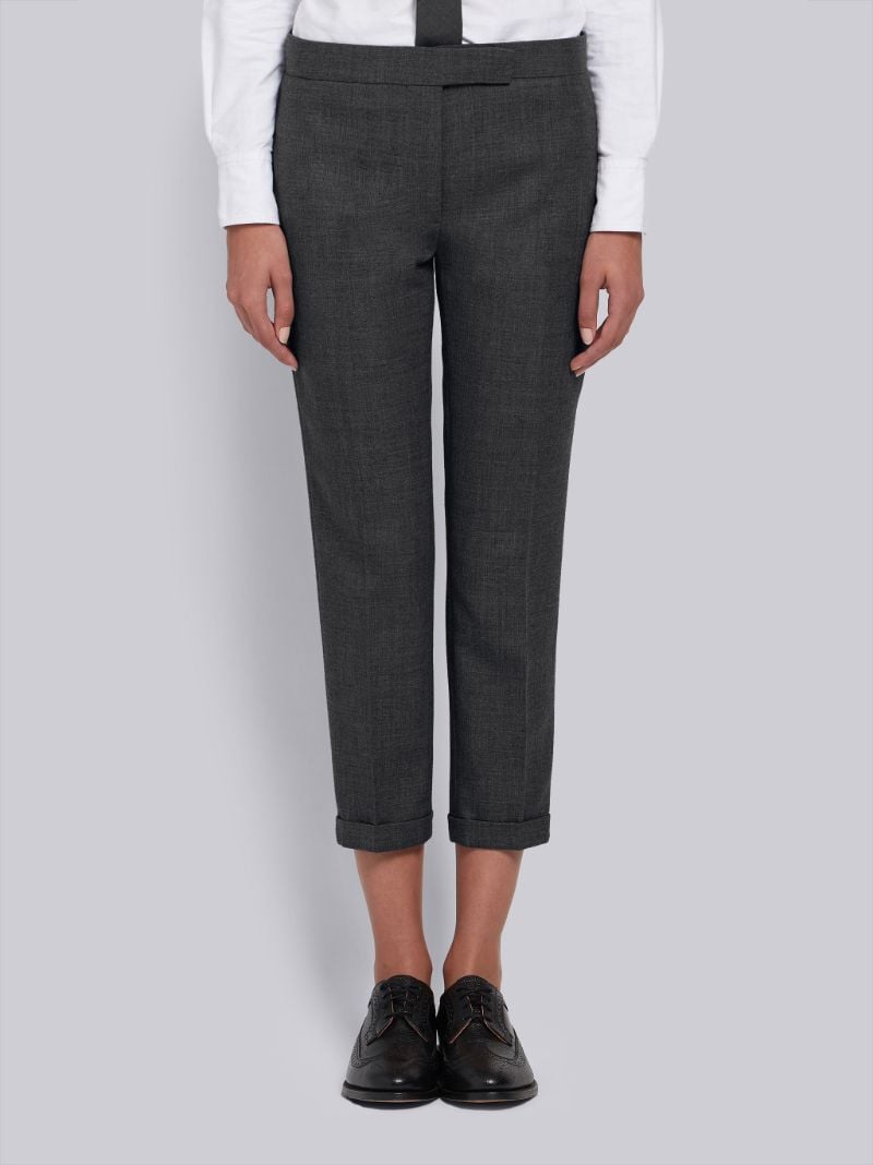 Dark Grey 2-Ply Wool Fresco Lowrise Skinny Trouser
