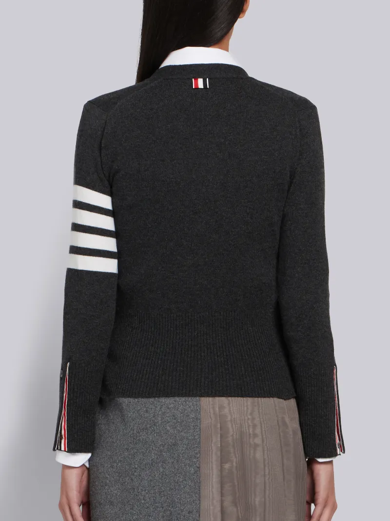 Dark Grey Cashmere 4-Bar V-Neck Cardigan