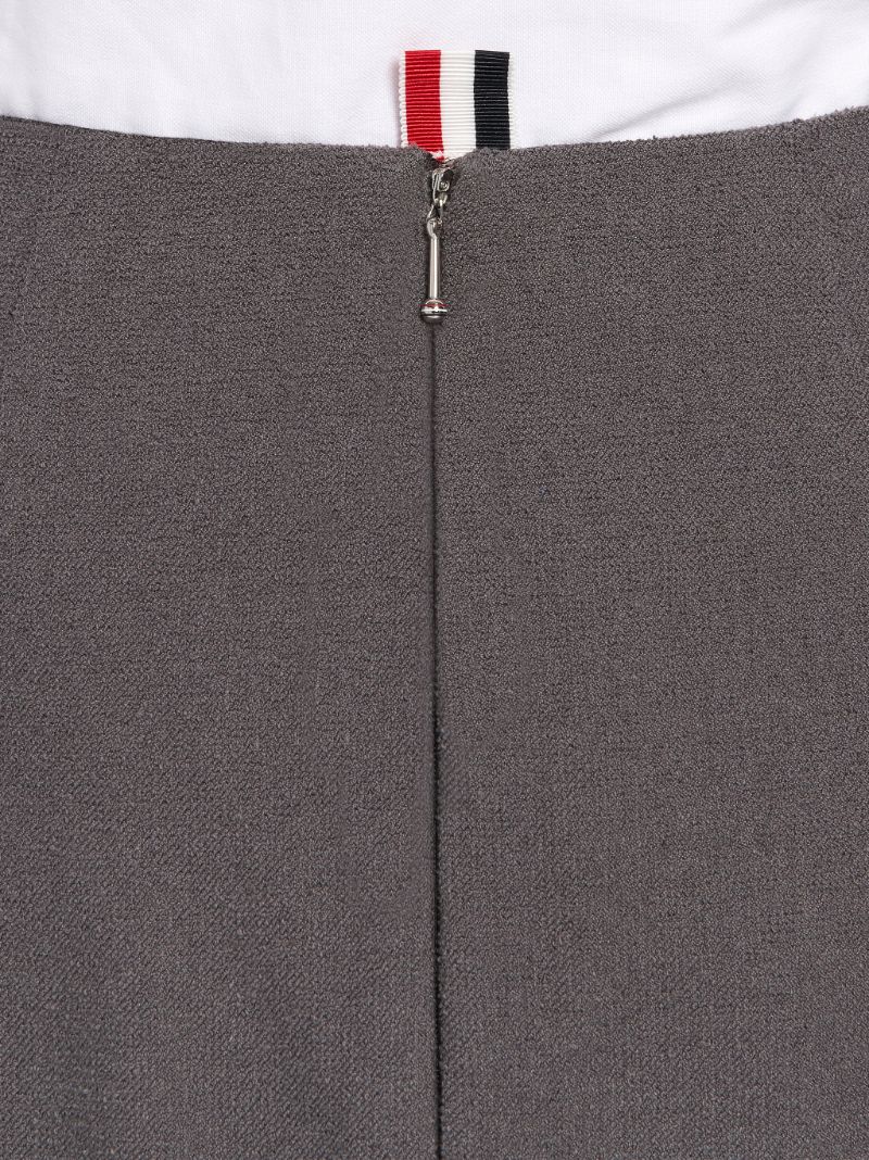 Dark Grey Cotton Boucle Suiting Side Engineered Stripe Knee Length Sheath Pencil Skirt