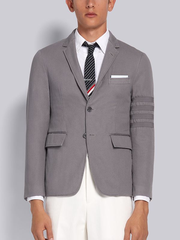 Dark Grey Cotton Cavalry Twill Seamed Tonal 4-Bar Unconstructed Classic Jacket