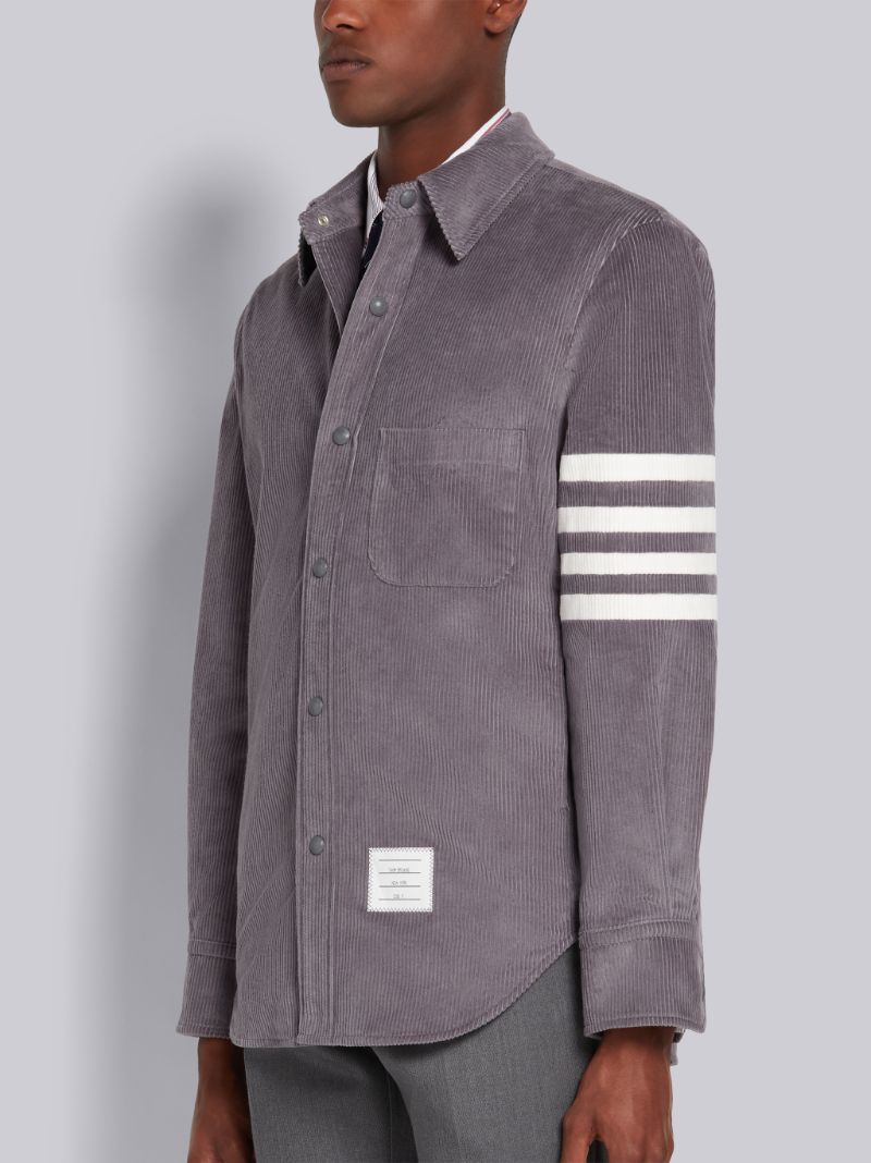 Dark Grey Garment Dyed Corduroy 4-Bar Snap Front Shirt Jacket