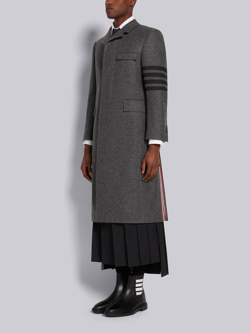 Dark Grey Melton 4-Bar Classic Chesterfield Overcoat