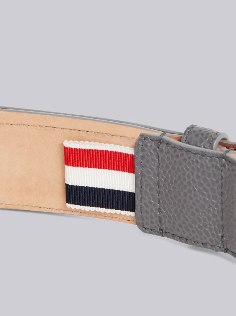 Dark Grey Pebble Grain Leather 4-Bar Applique Classic Belt | Thom