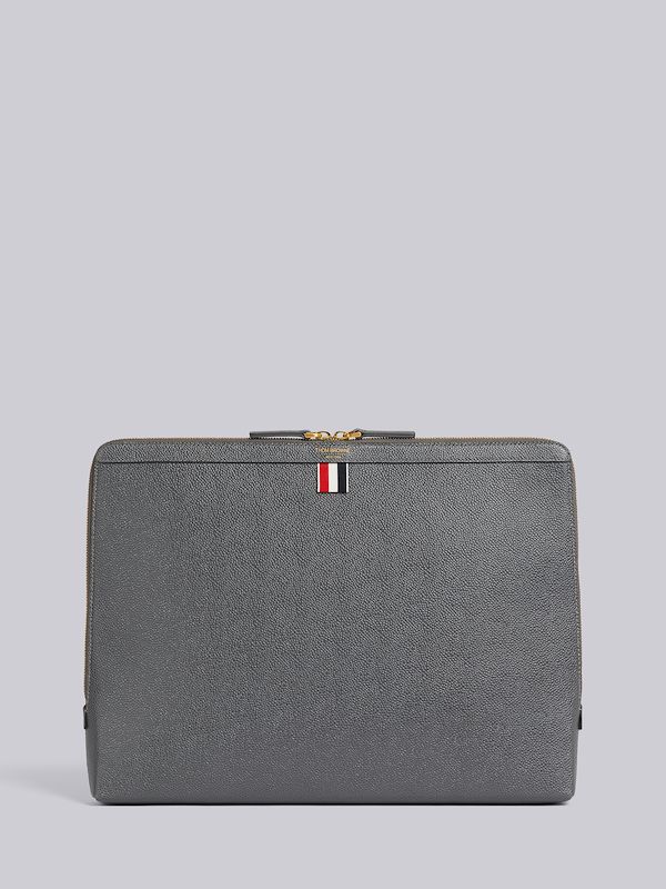 Dark Grey Pebble Grain Leather Document Holder Backpack