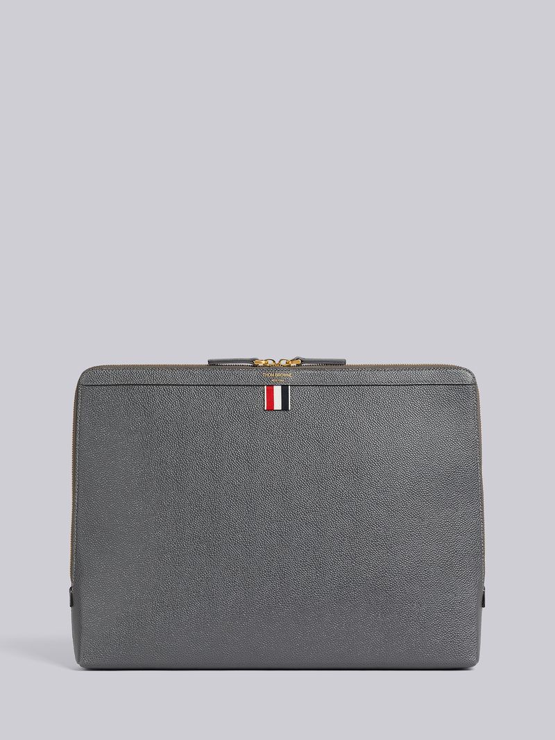 Dark Grey Pebble Grain Leather Document Holder Backpack