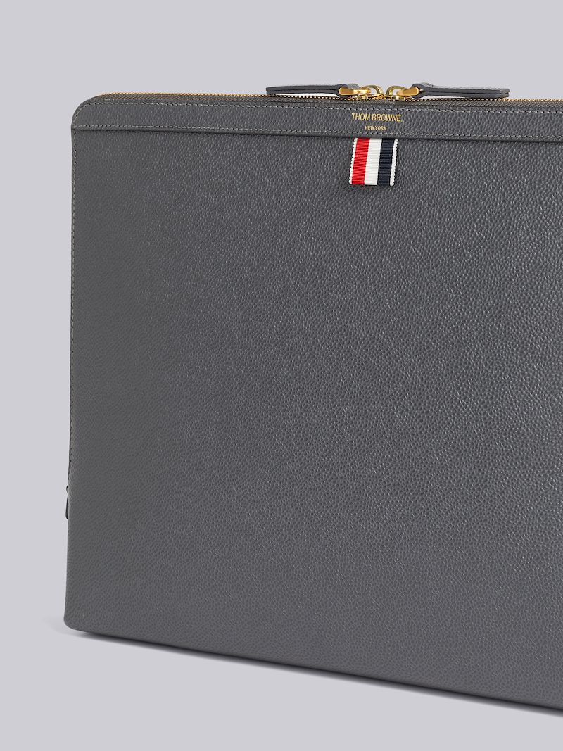 Dark Grey Pebble Grain Leather Document Holder Backpack
