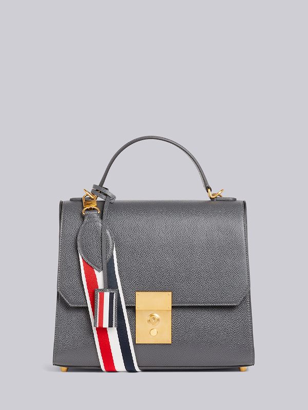 Dark Grey Pebbled Calfskin Mrs. Thom Flap Crossbody Bag