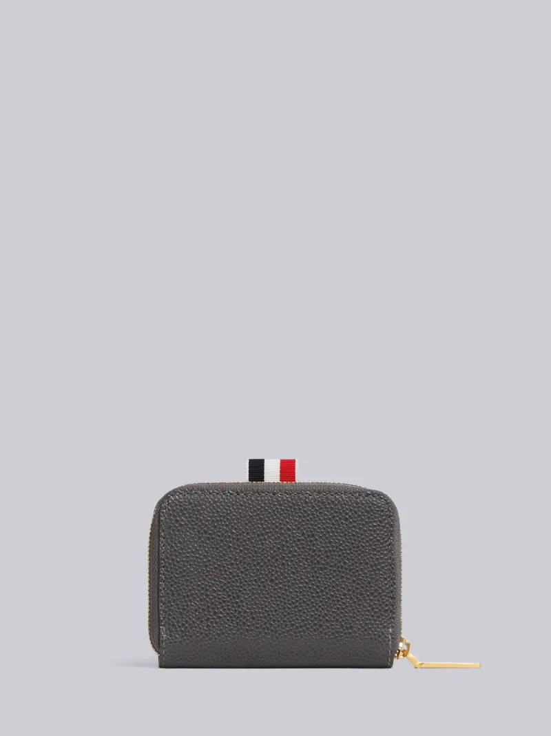 Dark Grey Pebbled Zip Around Wallet | Thom Browne