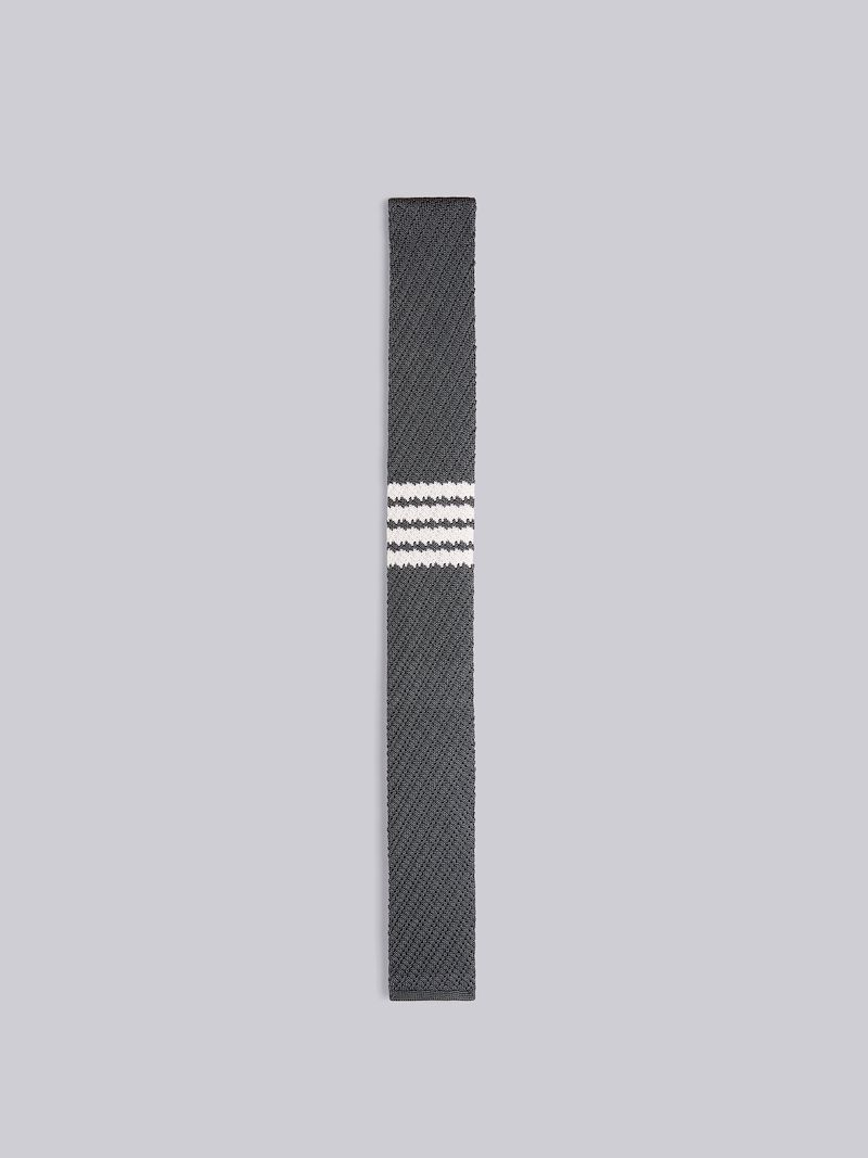 Dark Grey Silk Knit 4-Bar Tie
