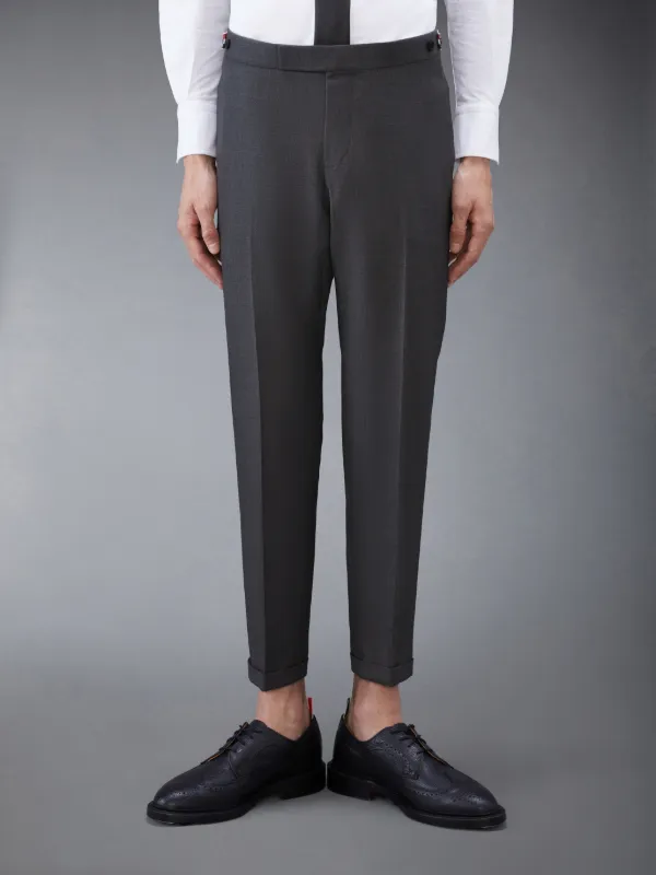 Dark Grey Super 120s Twill Low Rise Skinny Side Tab Trouser
