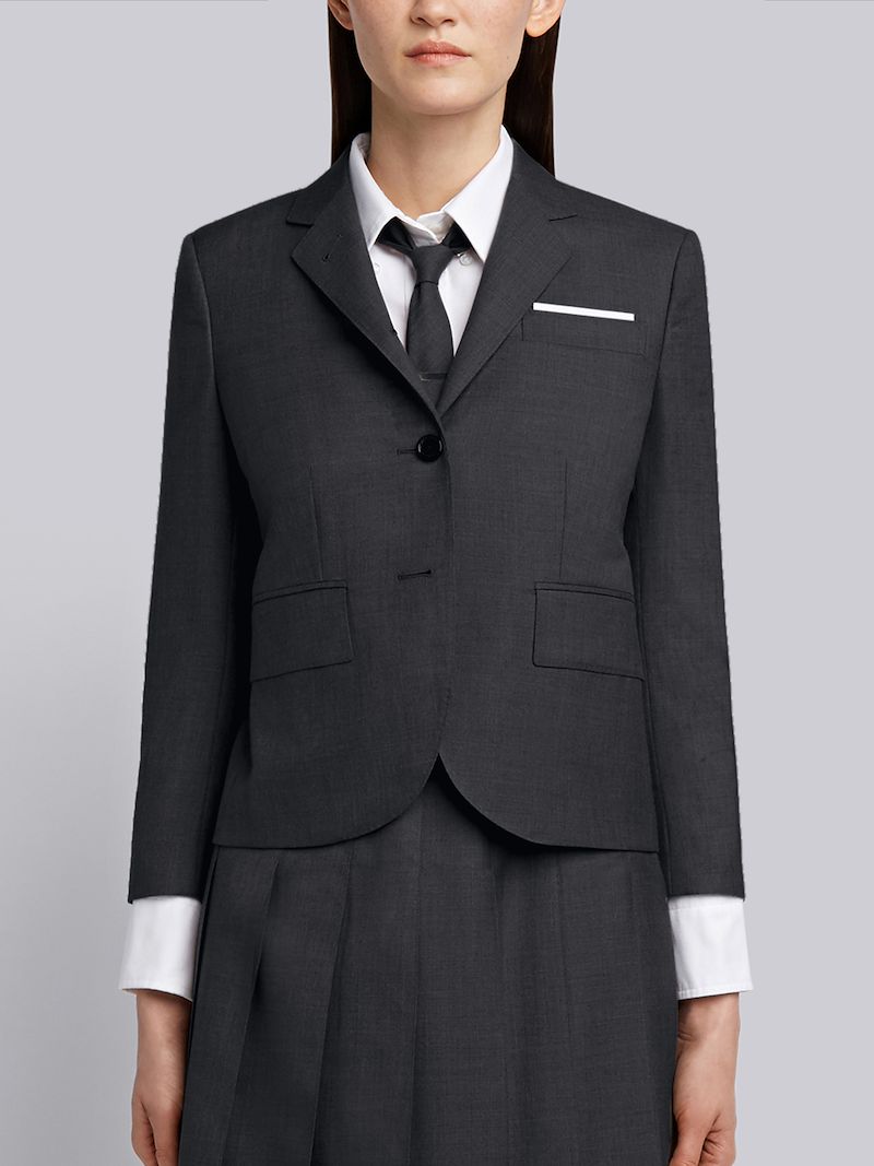 Dark Grey Super 120s Twill Wool High Armhole Jacket