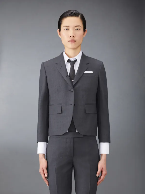 Dark Grey Super 120s Twill Wool High Armhole Jacket