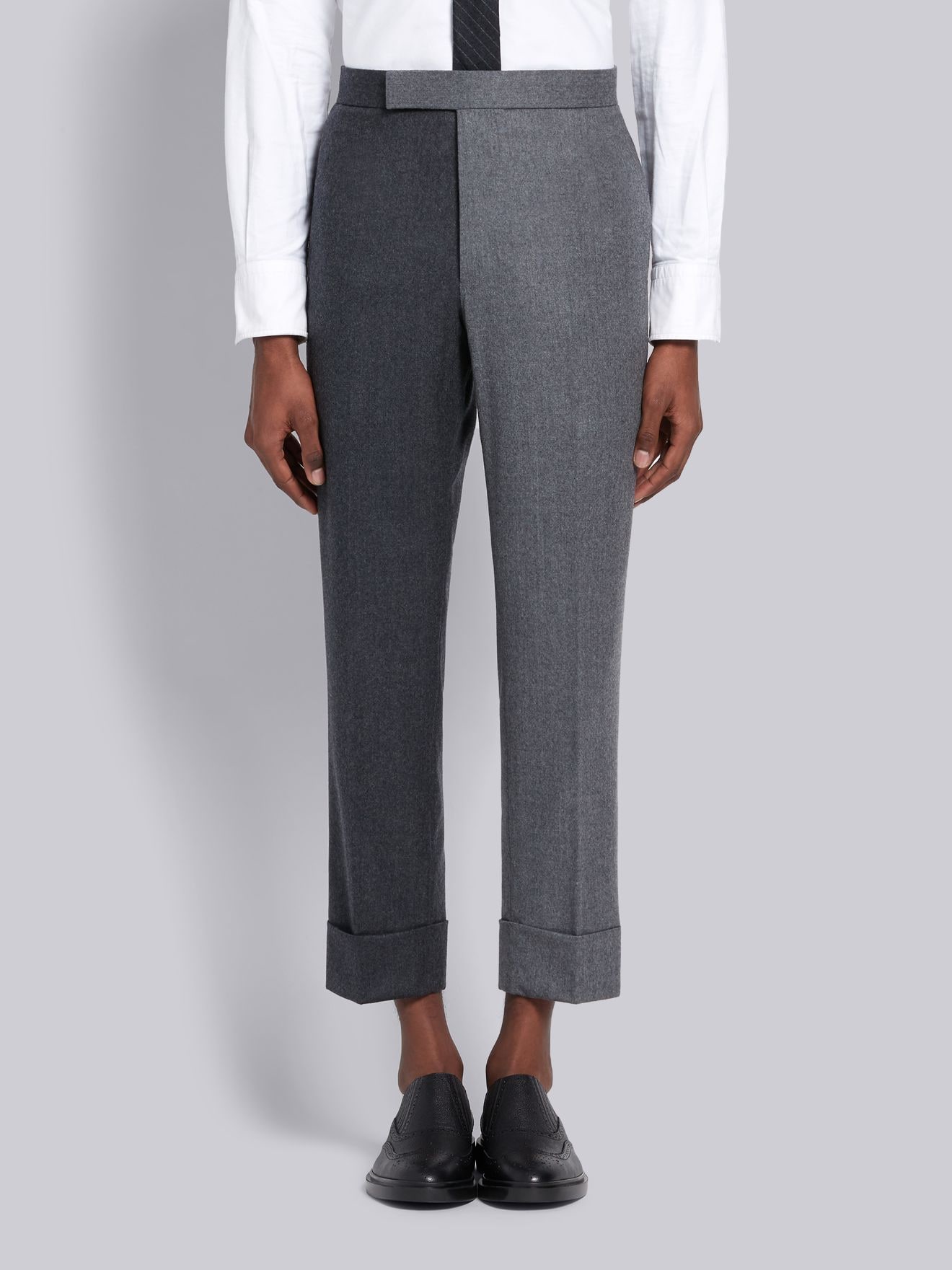 Dark Grey Super 120s Wool Flannel Funmix Classic Trouser | Thom