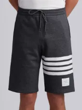 Dark Grey Sweat Shorts With Engineered 4-bar Stripe