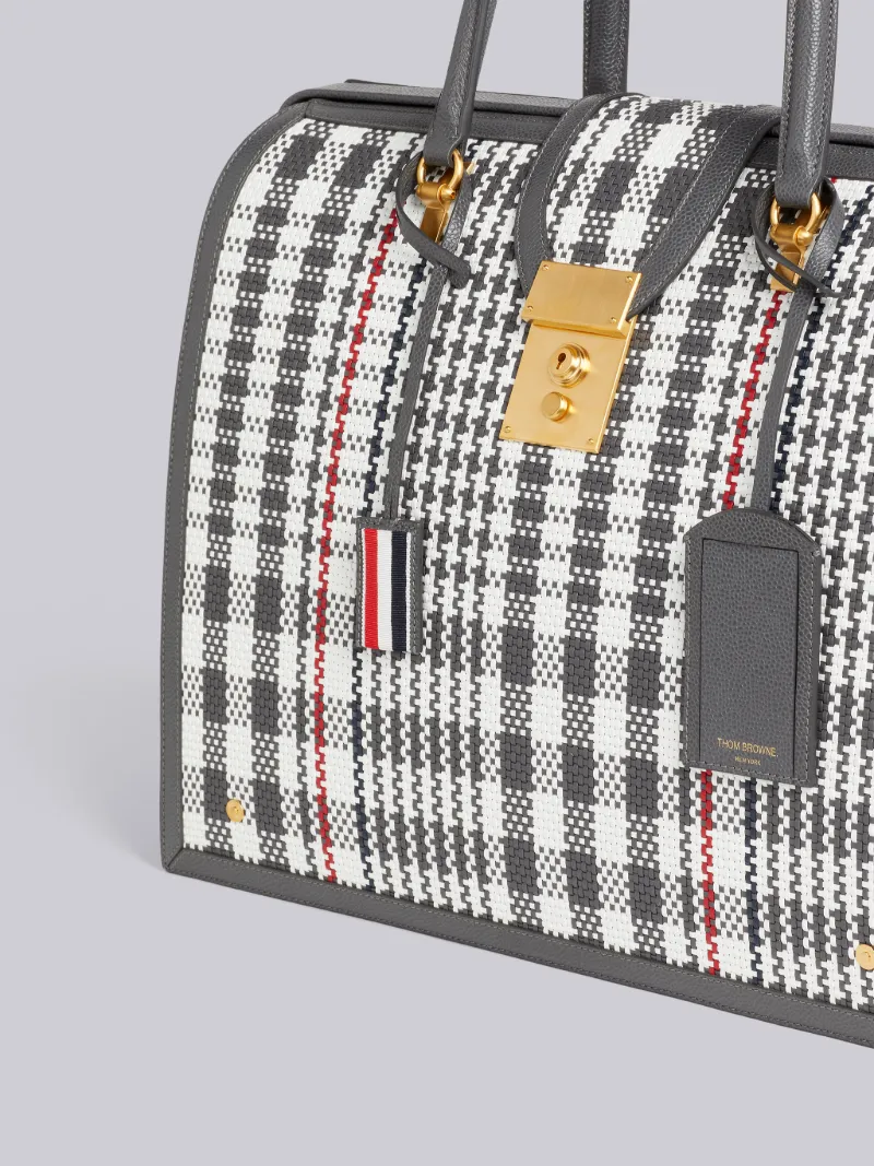 Dark Grey Woven Houndstooth Calf Leather Mr. Thom Bag