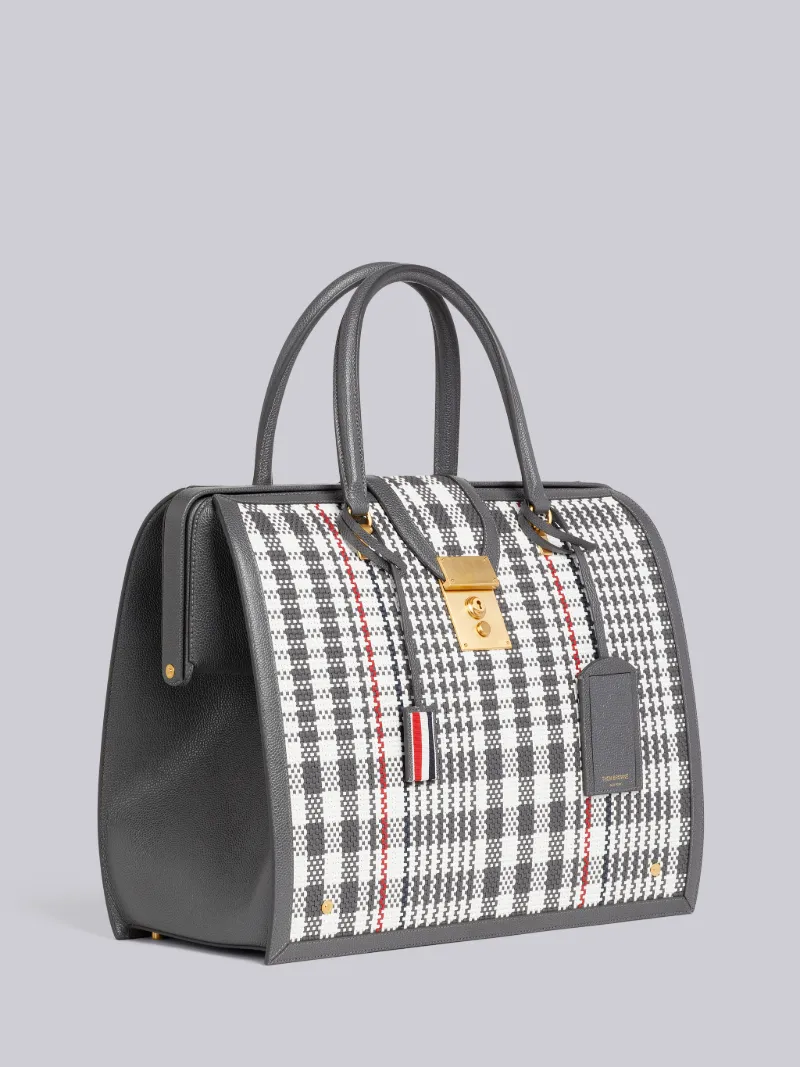 Dark Grey Woven Houndstooth Calf Leather Mr. Thom Bag