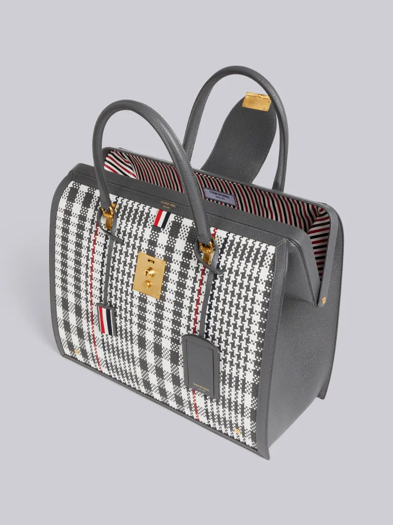 Dark Grey Woven Houndstooth Calf Leather Mr. Thom Bag