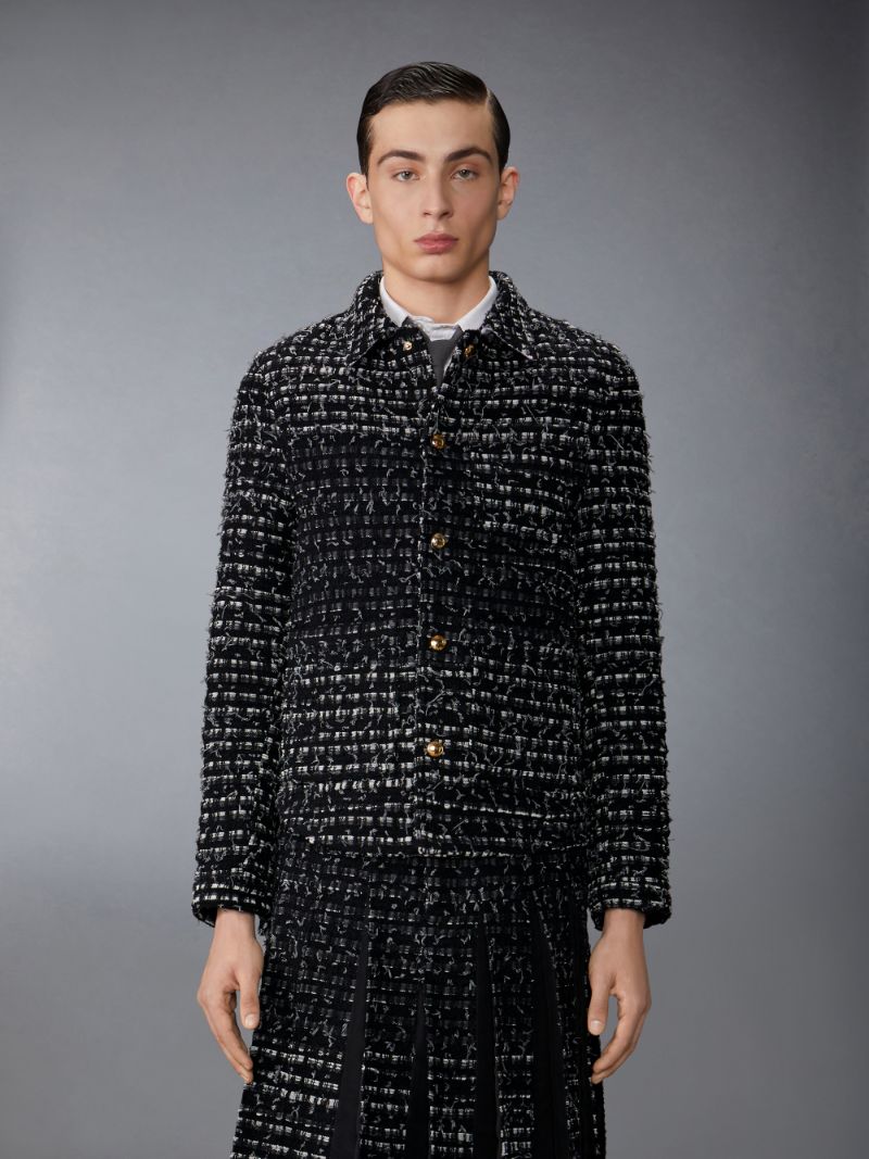 Denim Ribbon Tweed Utility Jacket | Thom Browne