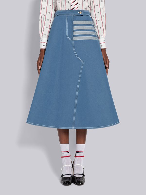 Denim Trouser Seaming A-line Skirt