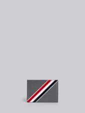 Diagonal Intarsia Stripe Single Cardholder In Pebble Grain Leather