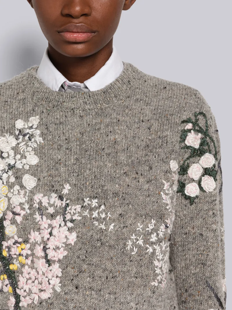 Donegal Mohair Tweed Hand Embroidered Pullover Thom Browne