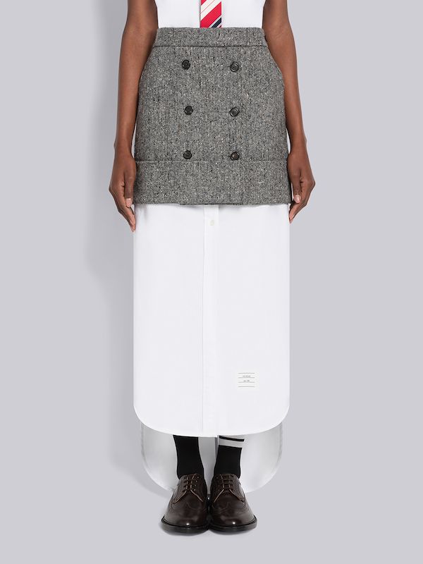 Donegal Wool Double Breasted Sack Mini Skirt
