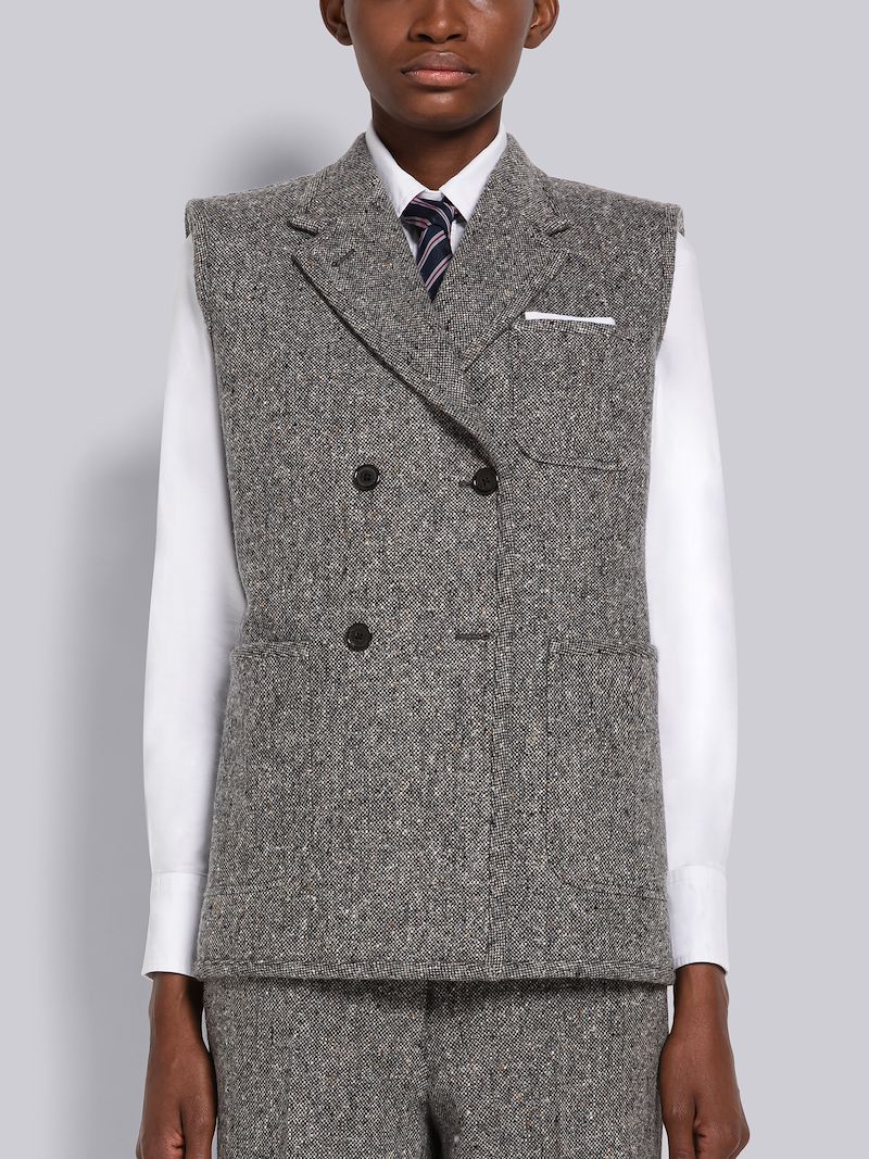 Donegal Wool Sleeveless Double Breasted Sack Sport Coat