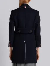 Double Breasted Chesterfield Overcoat In Navy Heavy Merino Melton