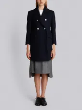 Double Breasted Chesterfield Overcoat In Navy Heavy Merino Melton